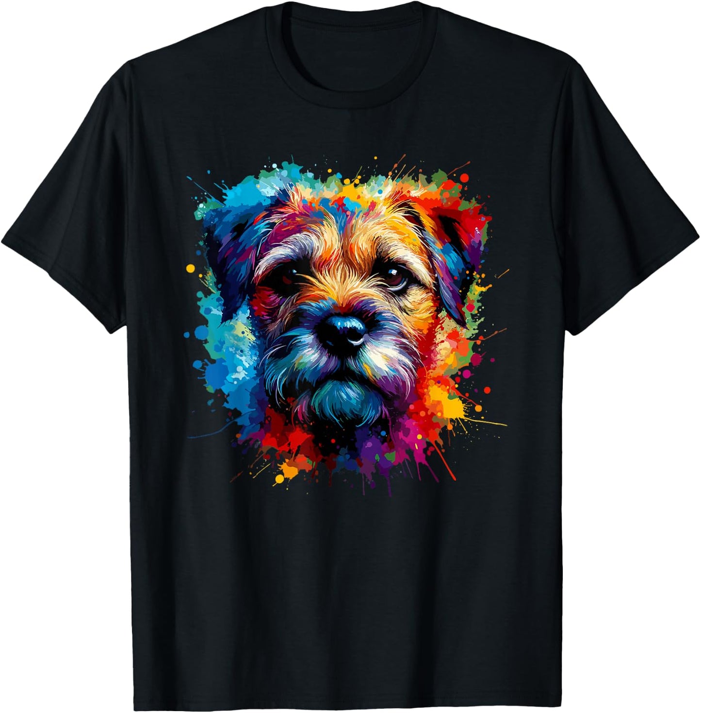 Colourful Splash Art Border Terrier Border Terriers T-Shirt - T-Shirt | Black