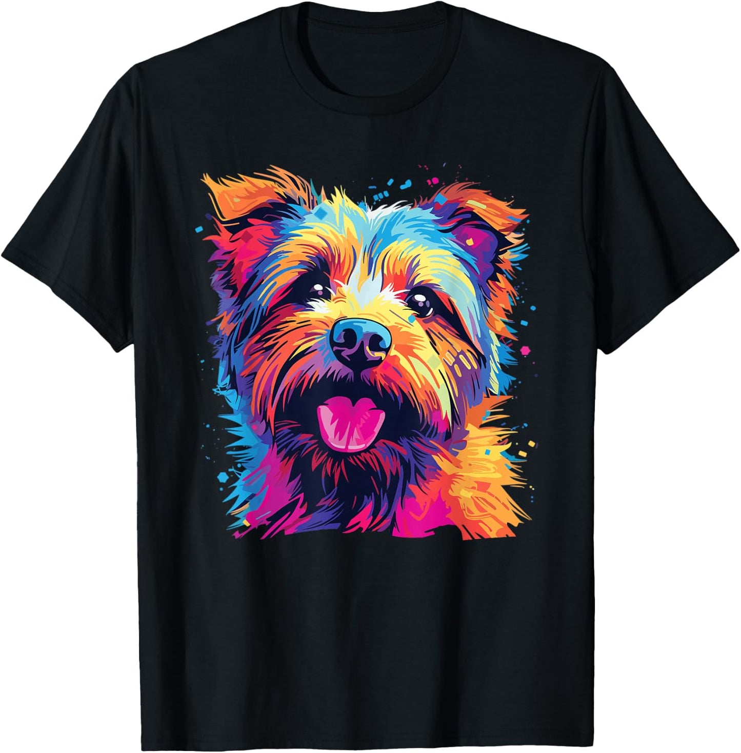 Watercolour Colourful Norfolk Terrier Dogs T-Shirt - T-Shirt | Black