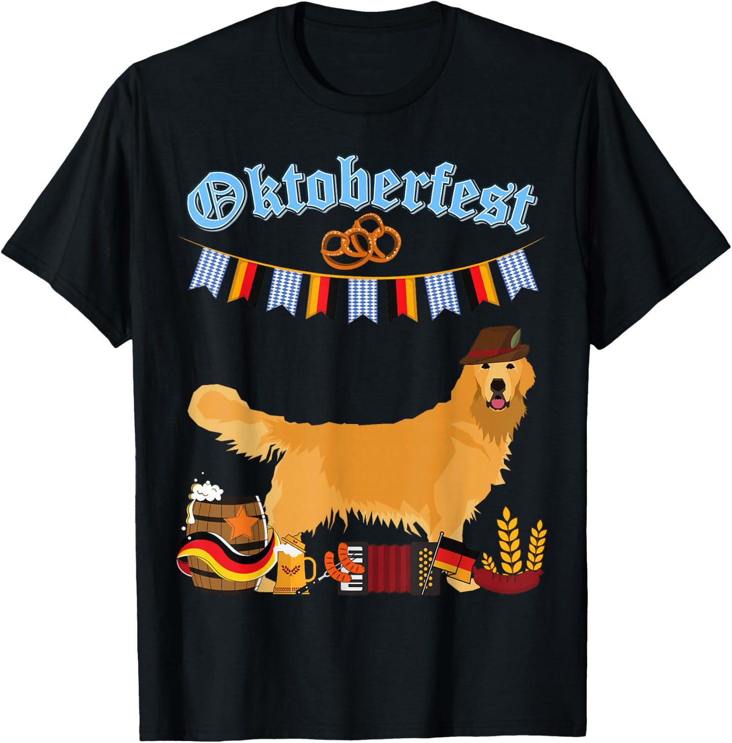 Golden Retriever Oktoberfest T-Shirt - T-Shirt | Black