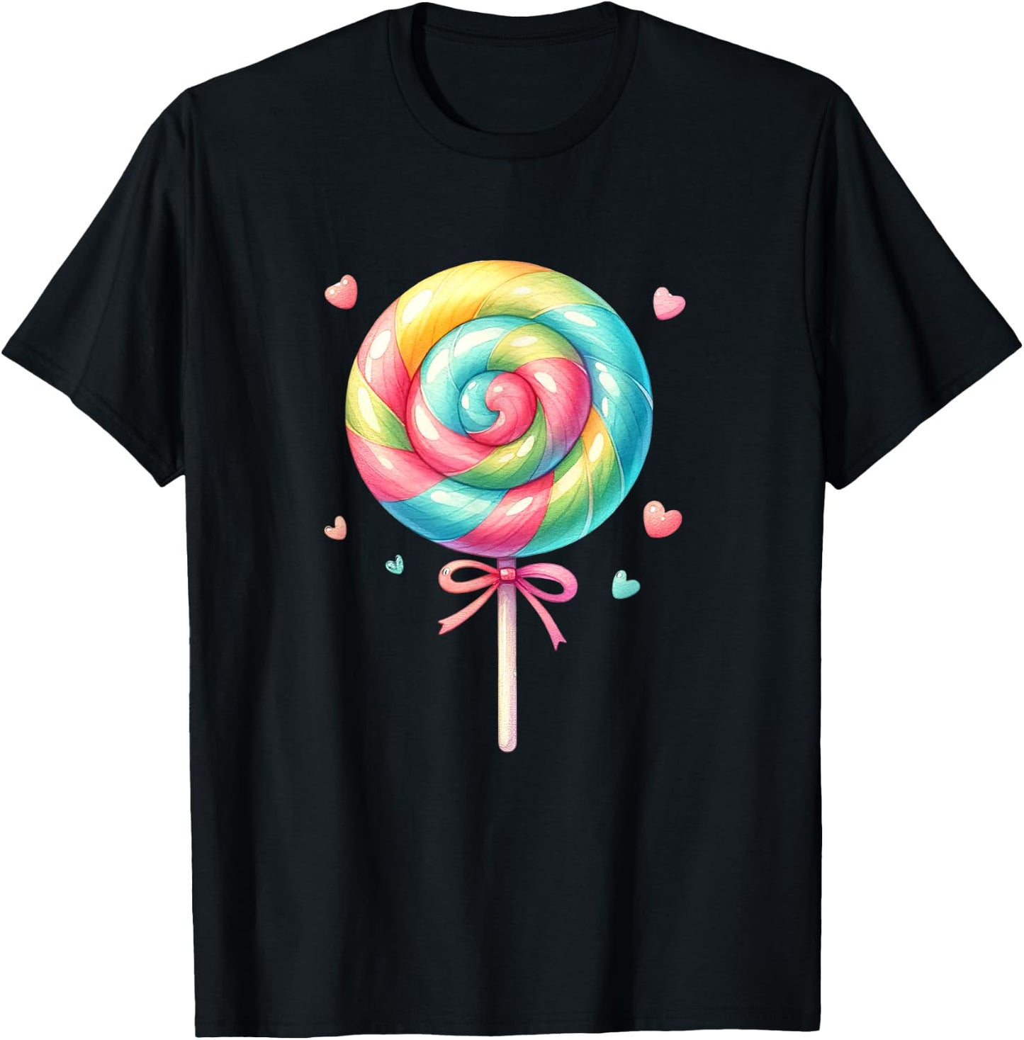 Lollipop Rainbow Candy Kids Girls Cute , black T-Shirt - T-Shirt | Black