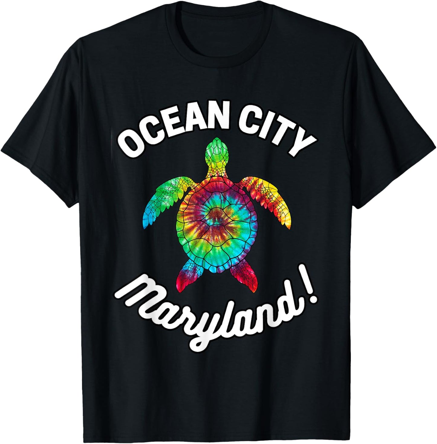 Ocean City Maryland Tie Dye Boho Turtle Turtles MD T-Shirt - T-Shirt | Black