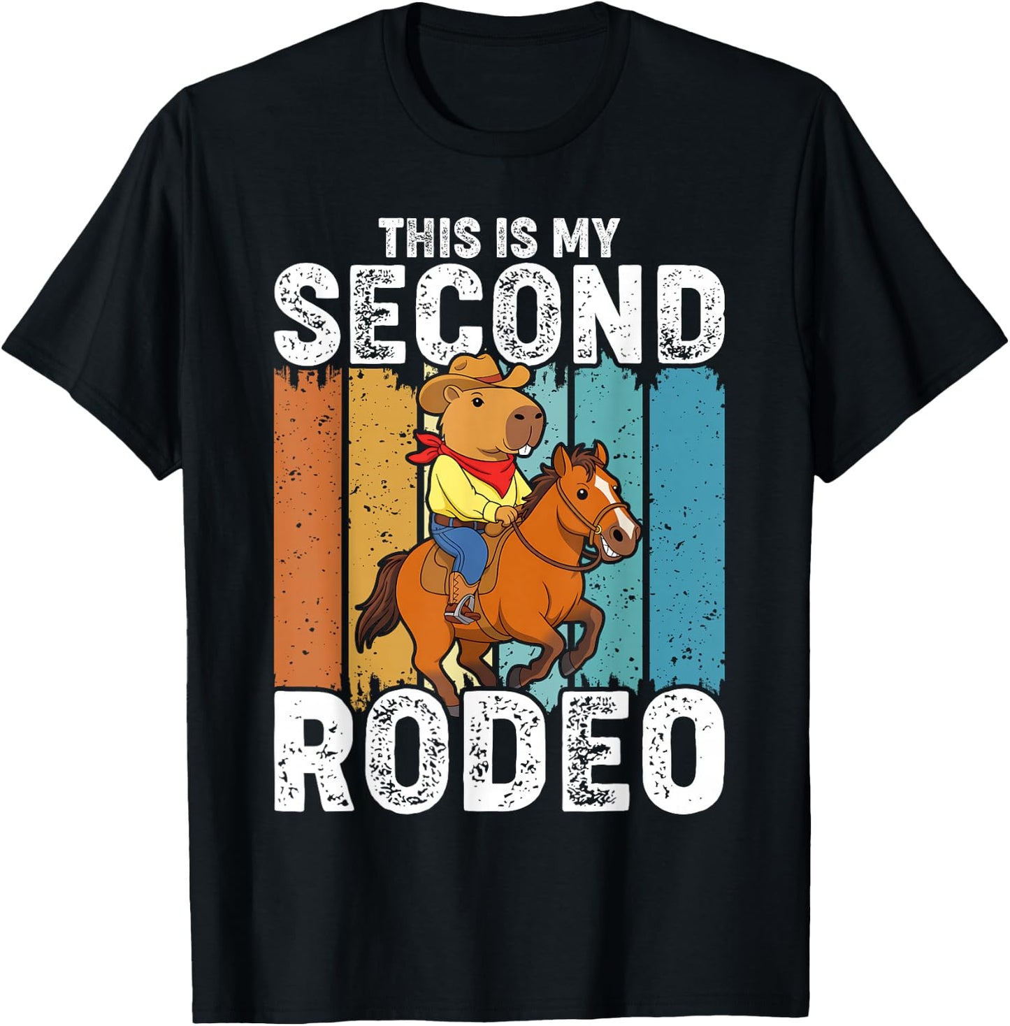 Vintage This is My Second Rodeo Capybara Cowboy T-Shirt - T-Shirt | Black