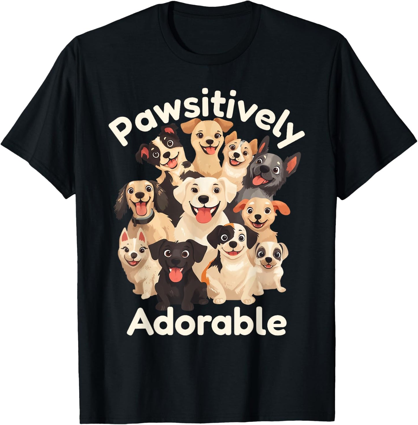 Pawsitively Adorable Cute Dog Lover Puppy Dog Mum or Dad T-Shirt - T-Shirt | Black