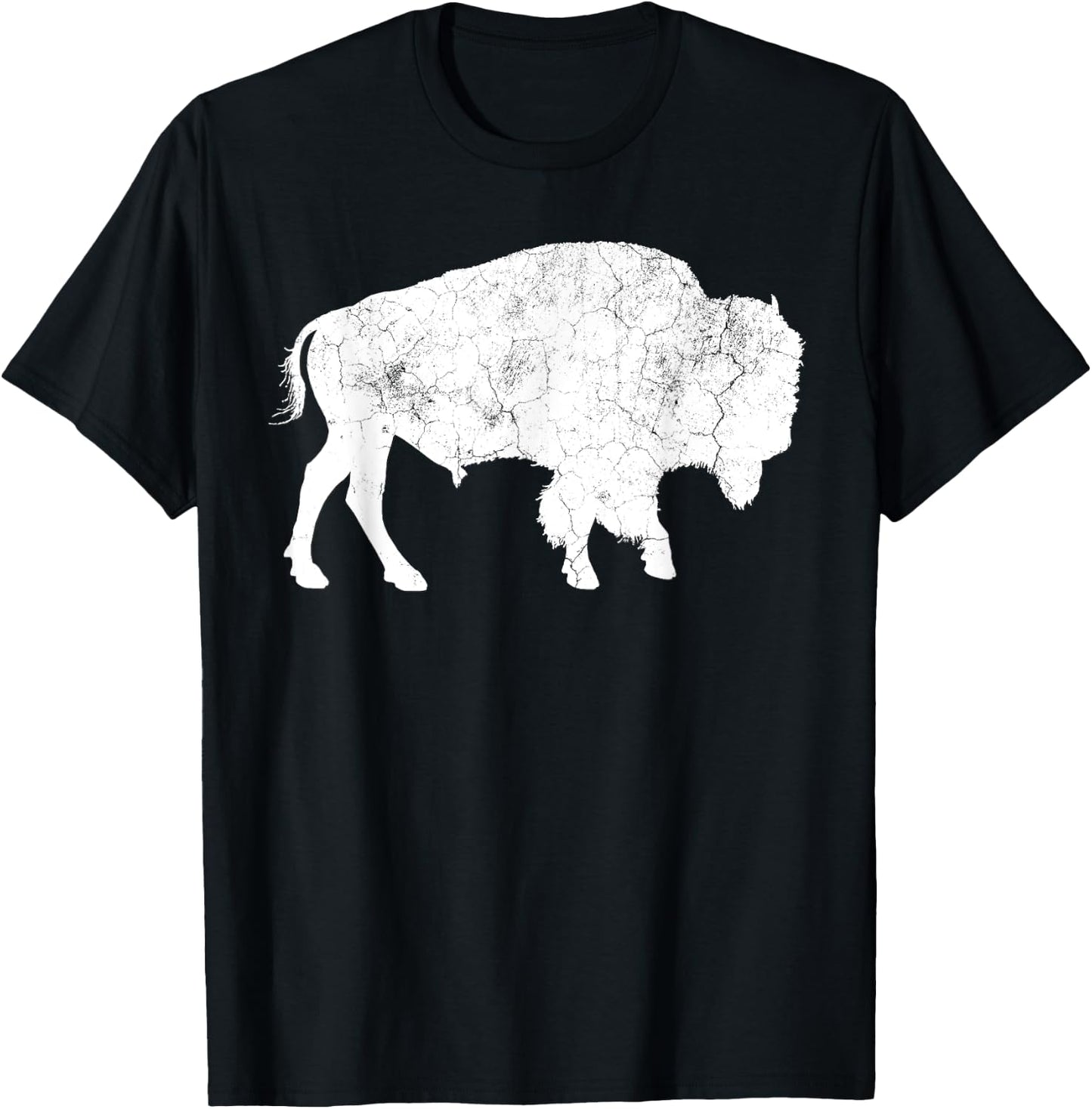 Distressed Buffalo Retro Bison Animal Lover Shirt Men Women T-Shirt - T-Shirt | Black