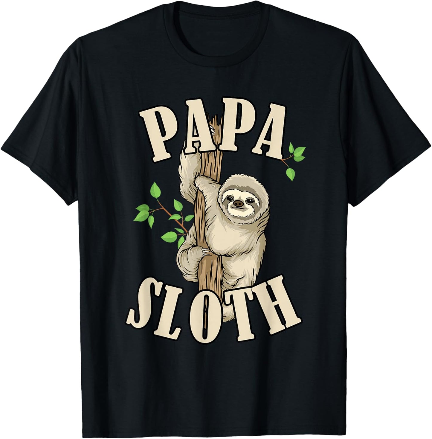 Papa Sloth Animal Lover Grandpa Sloth Papa T-Shirt - T-Shirt | Black