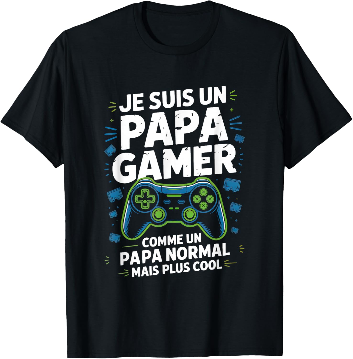Dad Gamer Dad Cool Gift Humour Father's Day Father Man T-Shirt - T-Shirt | Black