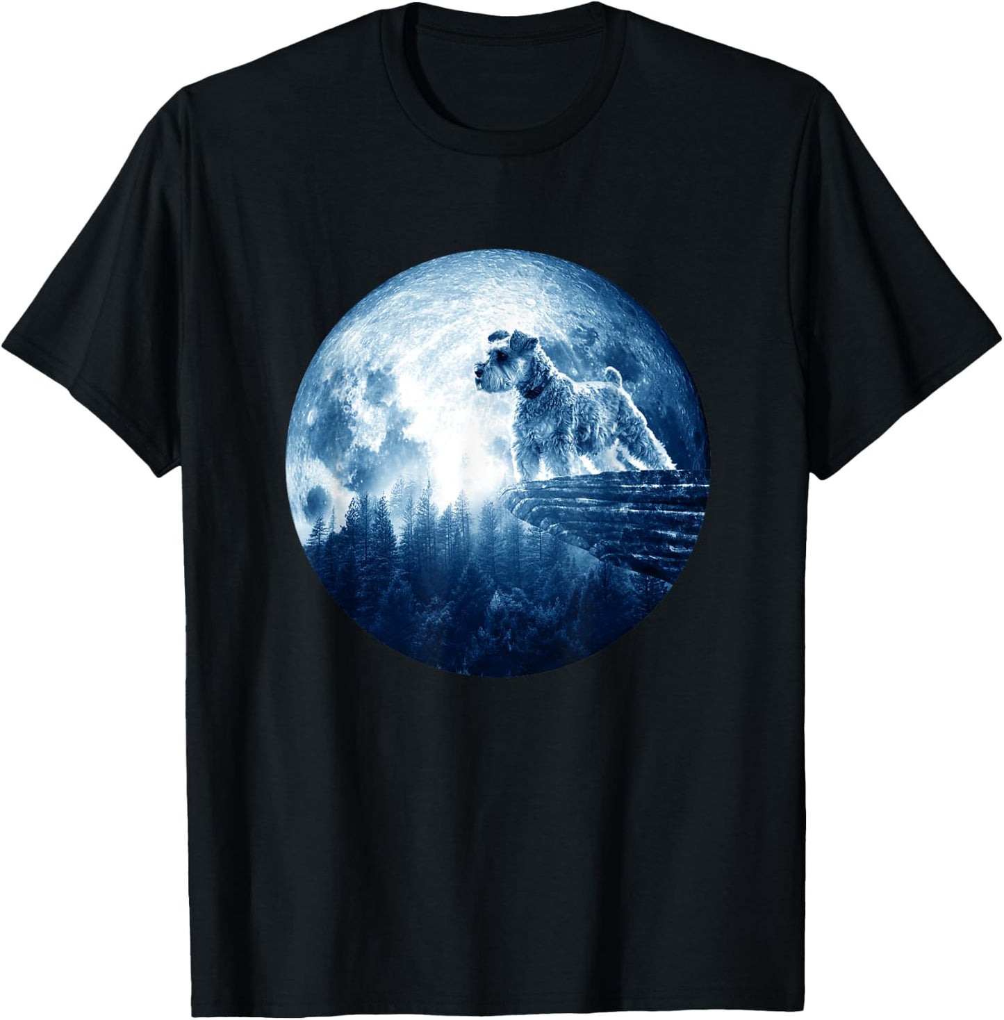 Miniature Schnauzer Dog Moon Dog Mom Dad Dog Lovers T-Shirt - T-Shirt | Black