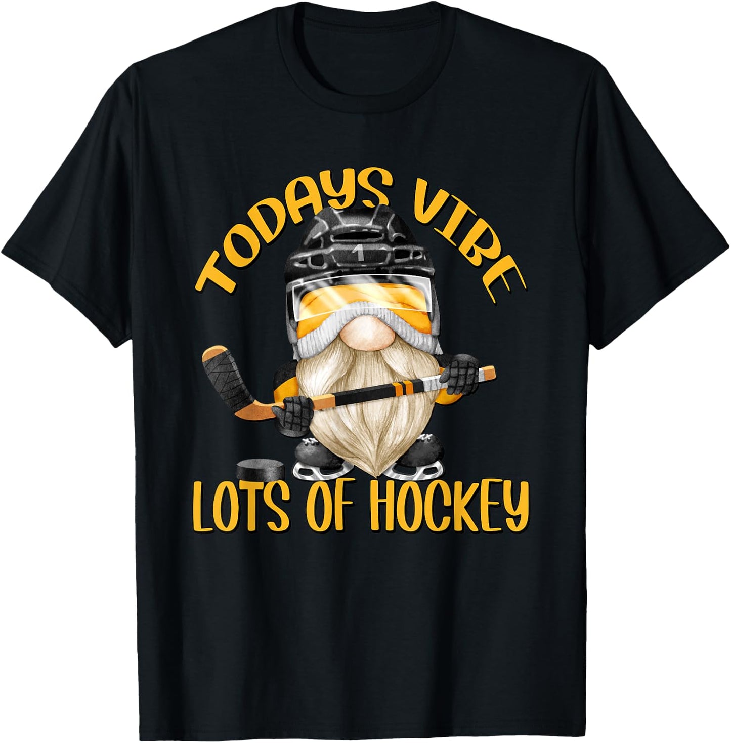 Funny Gnome Dad Hockey Saying And Hockey Coach T-Shirt - T-Shirt | Black