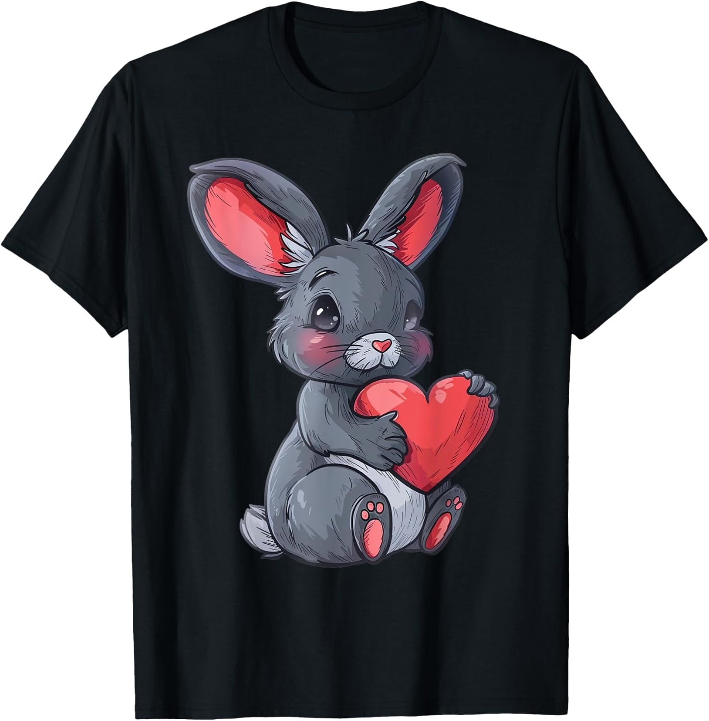Niedlicher Hase Mit Herz Liebevolles Design T-Shirt - T-Shirt | Black