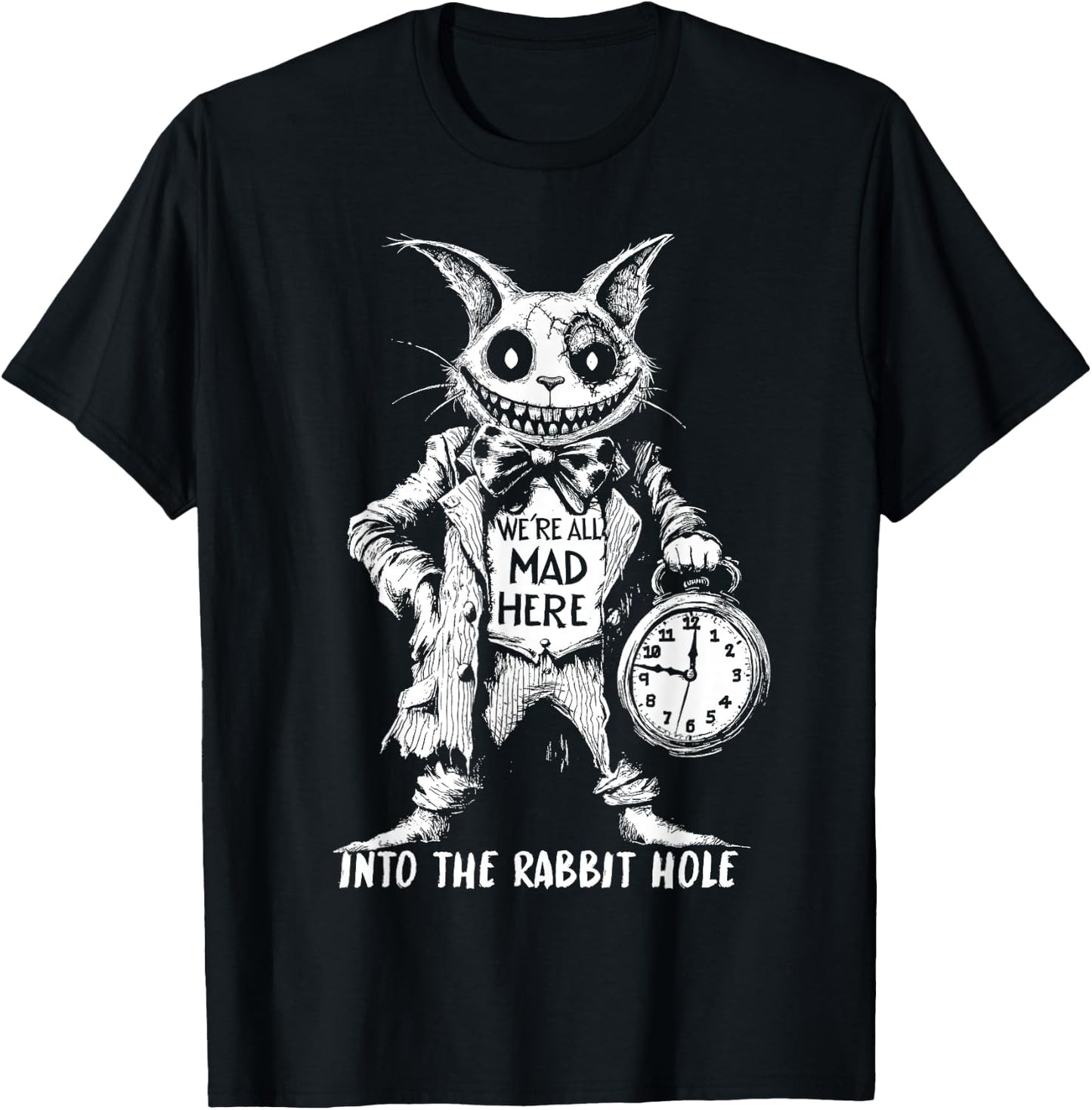 Scary Cheshire Cat in Wonderland Horror T-Shirt - T-Shirt | Black
