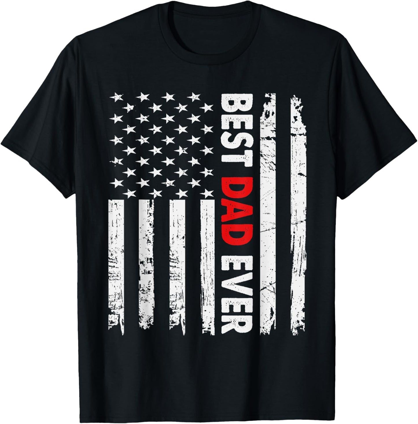 Best Dad Ever American Flag Father's Day Usa Flag T-Shirt - T-Shirt | Black