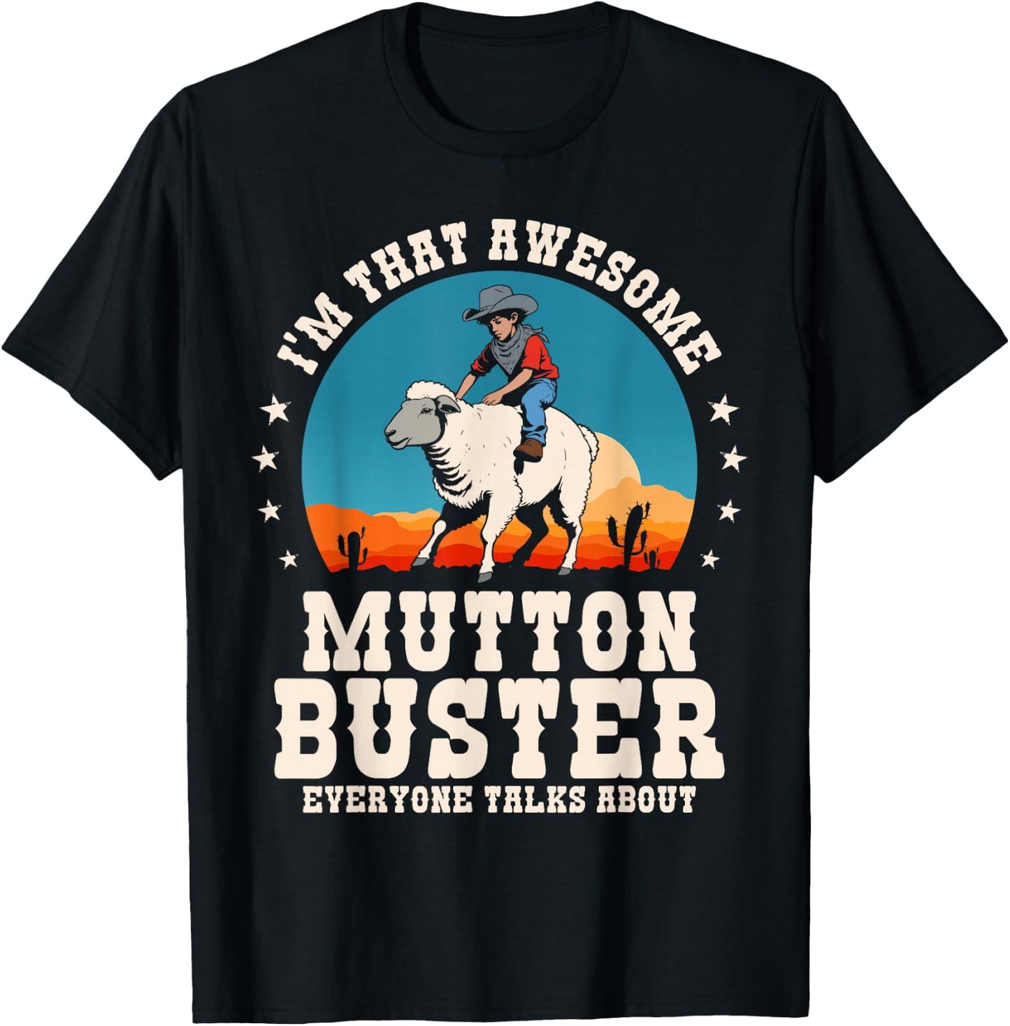 Mutton Buster Youth Sheep Riding Rodeo Mutton Busting Funny T-Shirt - T-Shirt | Black