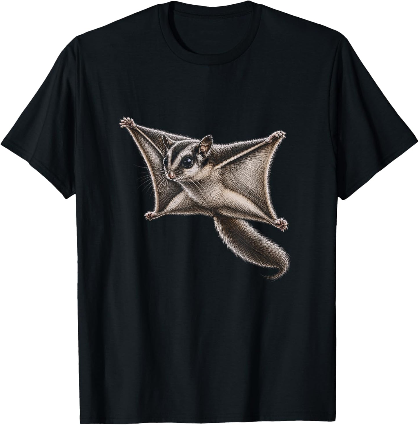 Flying Squirrel Graphic Artwork Design T-Shirt - T-Shirt | Black
