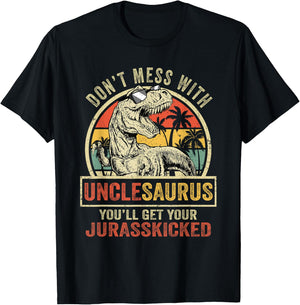 Dont Mess With Unclesaurus Youll Get Jurasskicked Vintage T-Shirt - T-Shirt | Black