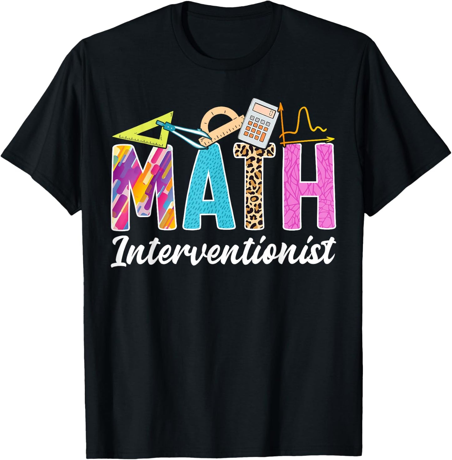 Math Interventionist Teacher Appreciation Leopard Men Women T-Shirt - T-Shirt | Black