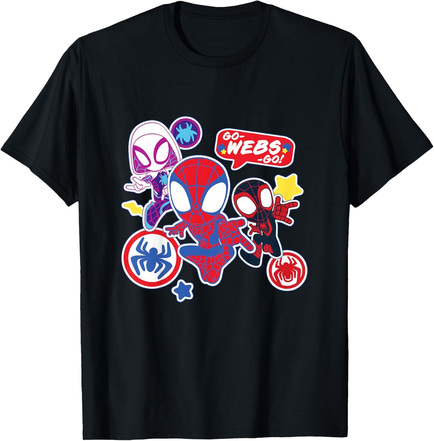 Kinder Marvel Spidey and His Amazing Friends Go-Webs-Go Boys T-Shirt - T-Shirt | Black