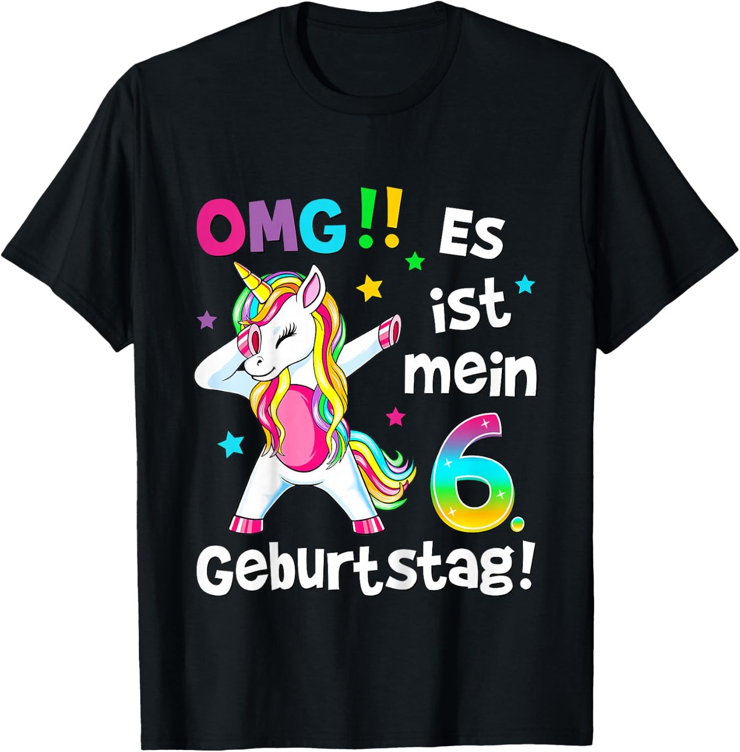 Kids OMG It's My 6th Birthday Girls Party Unicorn , black T-Shirt - T-Shirt | Black