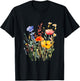 Wildflower Summer Flowers Floral Graphic Shirts Damen Schwarz Kurzarm Klein EU S T-Shirt - T-Shirt | Black