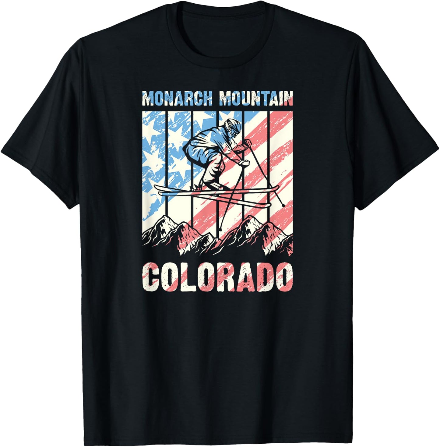 Matching Retro Mountain Skiing Loveland Monarch Mountain T-Shirt - T-Shirt | Black