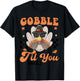 Cute Gobble Til You Wobble Boy Toddler Turkey Thanksgiving T-Shirt - T-Shirt | Black