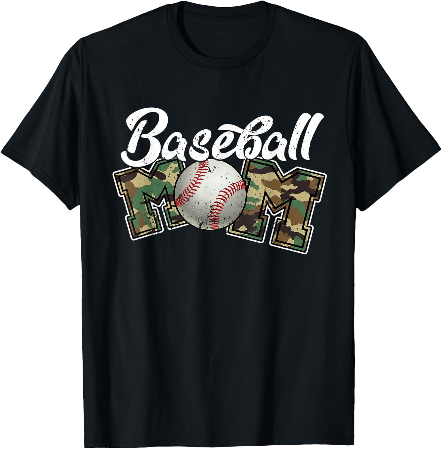 Softball Baseball Mom Camo Color Mother's Day Shirt T-Shirt - T-Shirt | Black