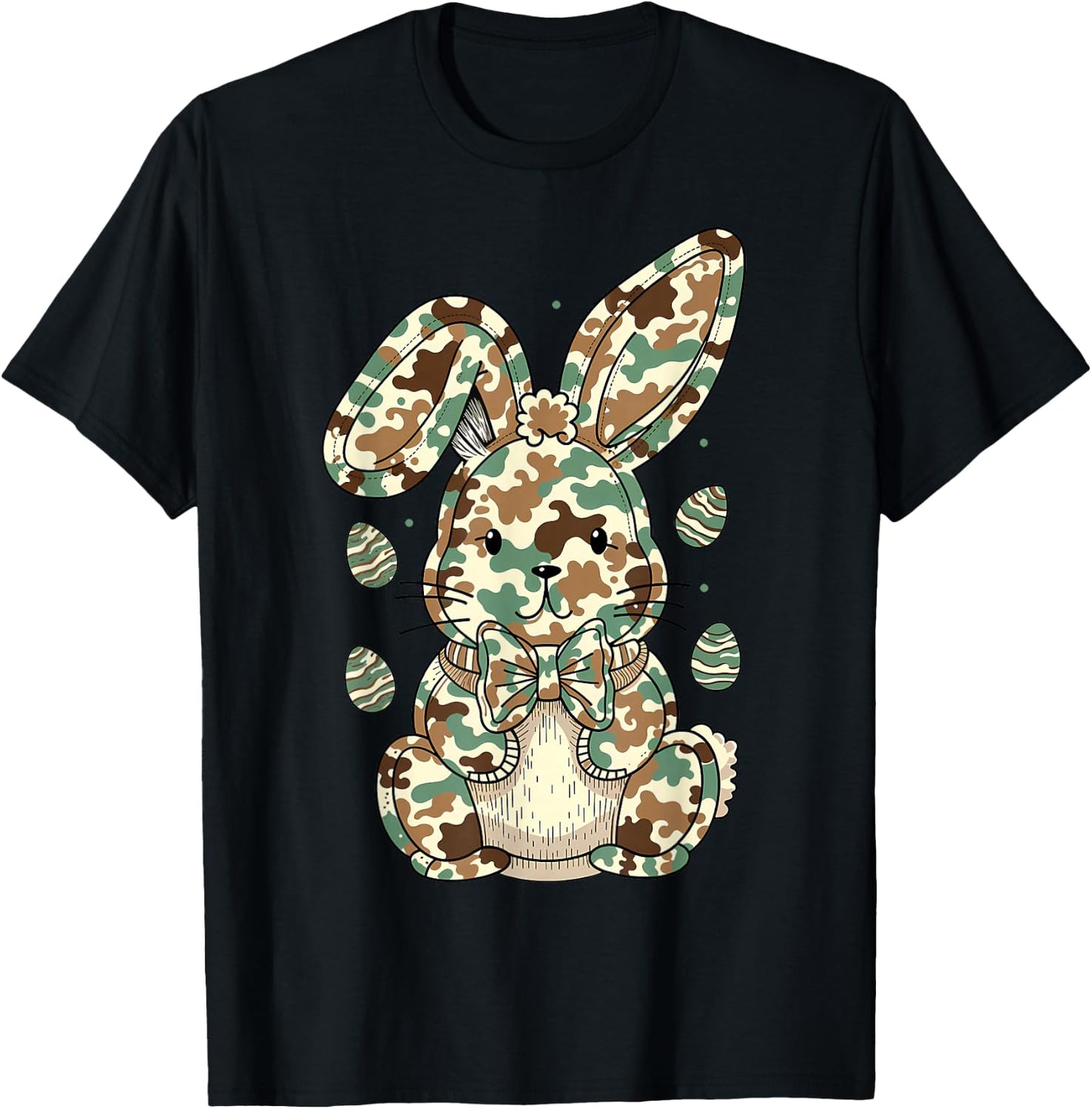 Eggs Hunter Bunny Camo Funny Rabbit Happy Easter Camouflage T-Shirt - T-Shirt | Black