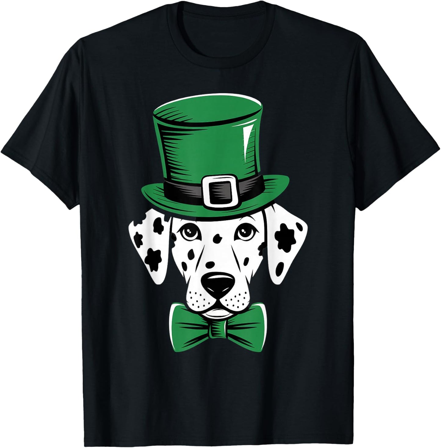 Green Dalmatian shamrock on St Patricks Day Dalmatian T-Shirt - T-Shirt | Black