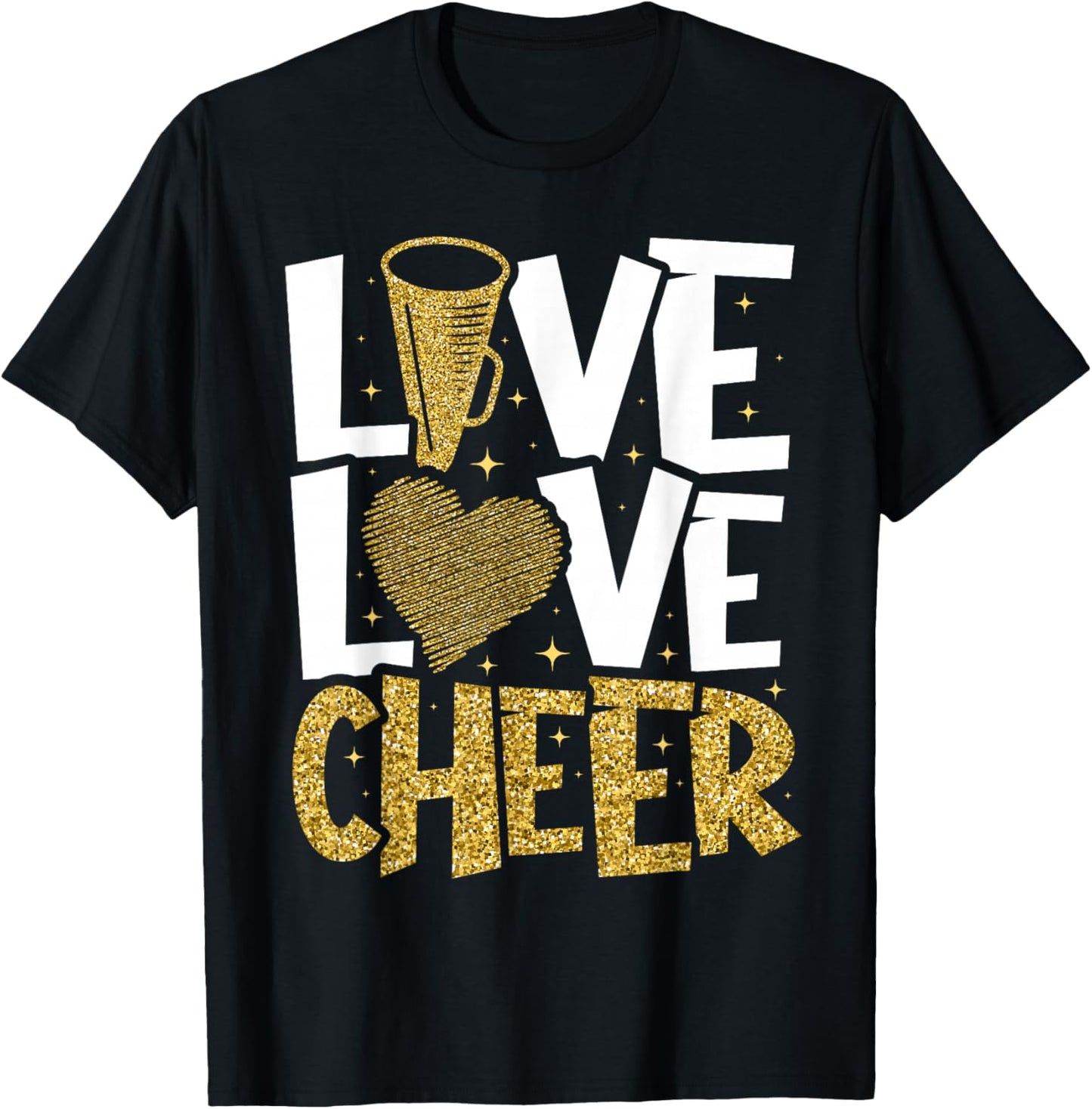 Live Love Cheer Girl Cheerleading Cheerleader Women Cheer T-Shirt - T-Shirt | Black