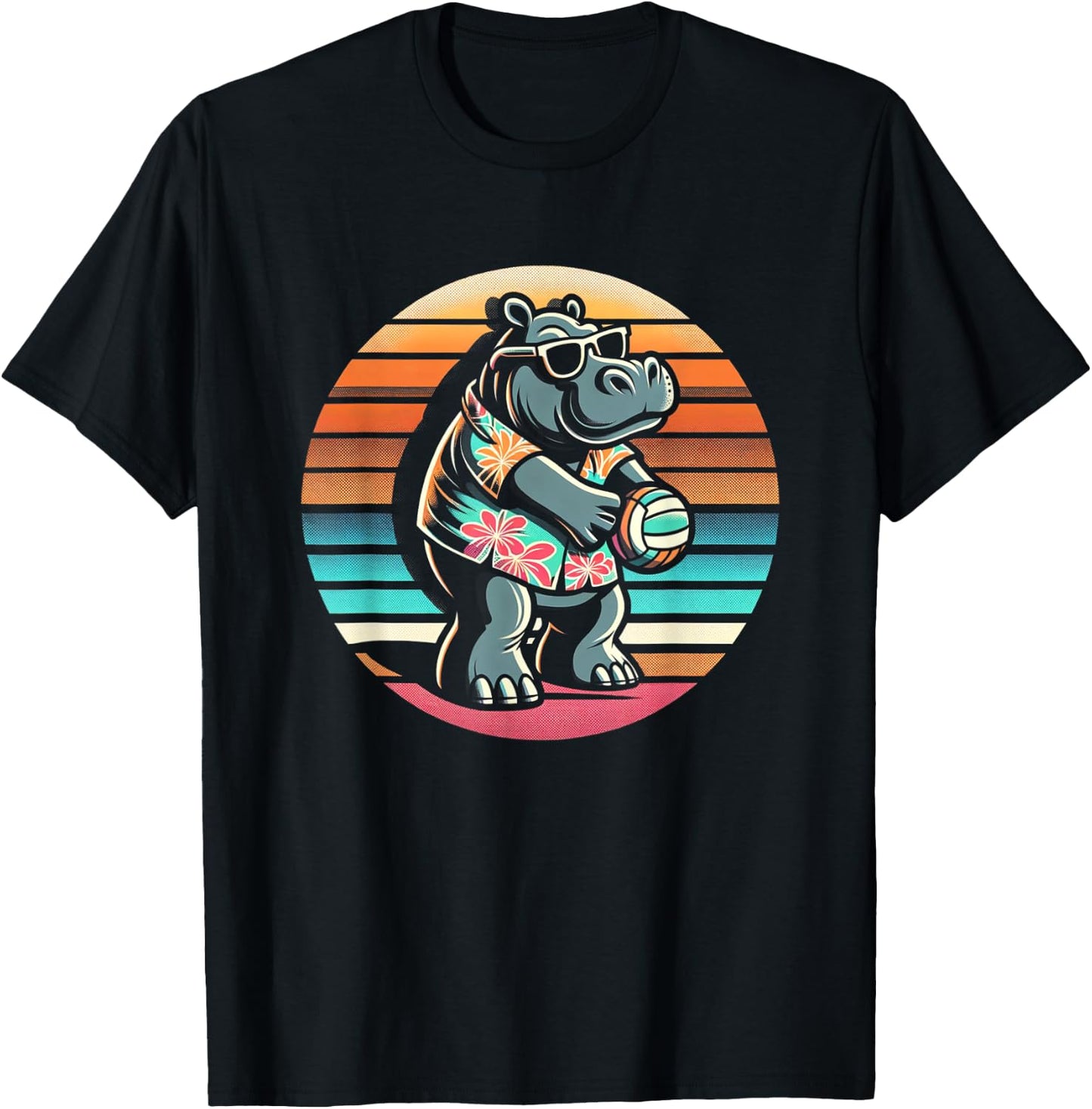 Beach Volleyball Hippo Volleyball T-Shirt - T-Shirt | Black