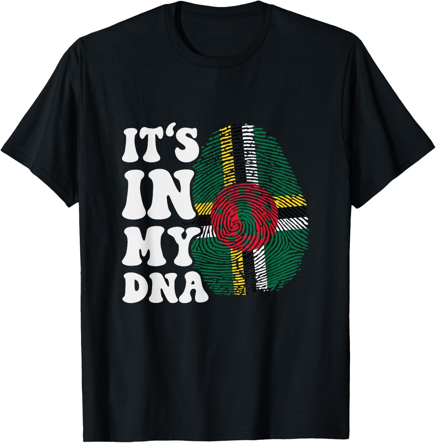 Funny it's in my DNA Dominica flag Fingerprint T-Shirt - T-Shirt | Black