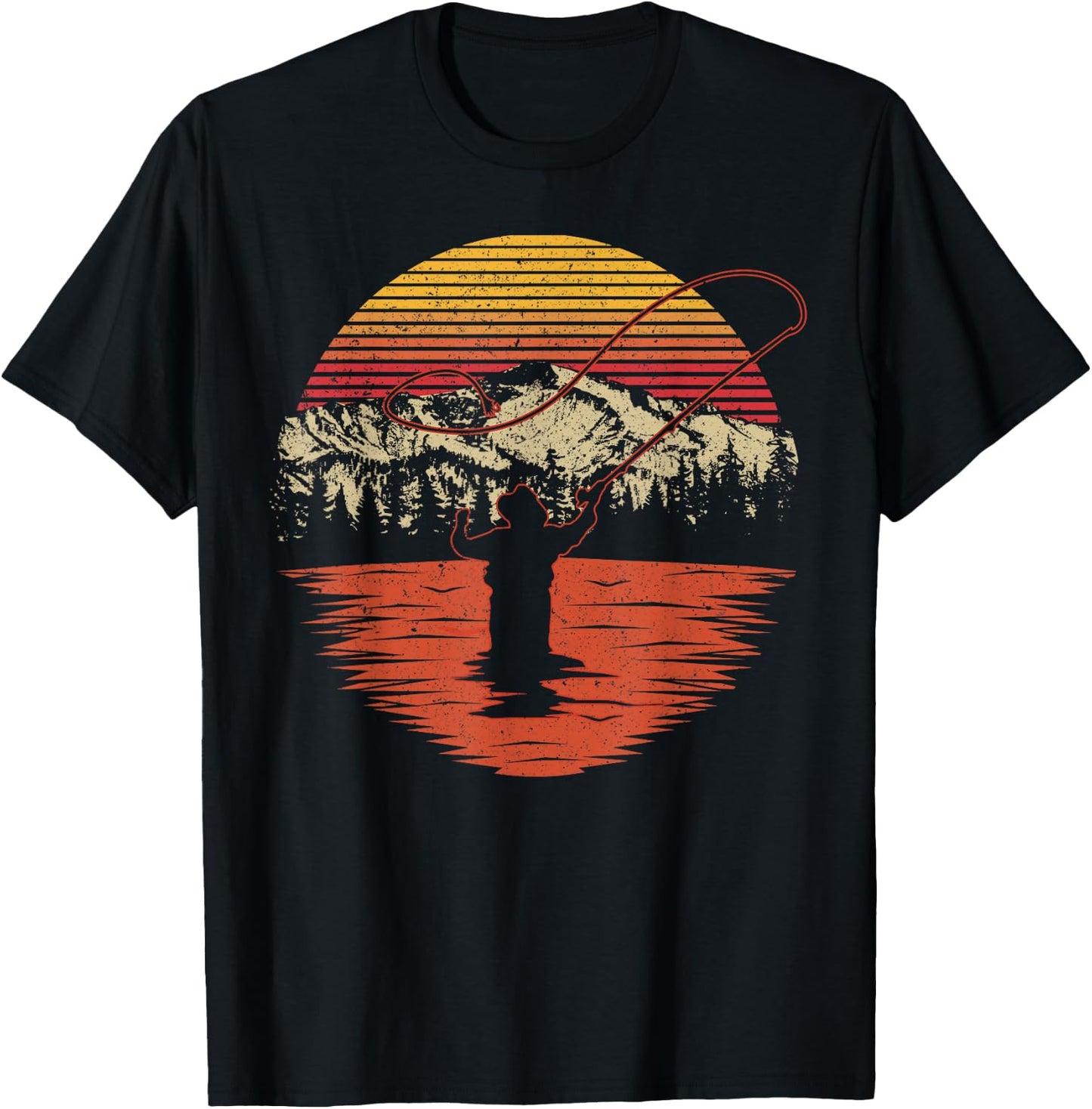 Retro Vintage Fly Fishing Shirt - Fly Fisherman T-Shirt - T-Shirt | Black