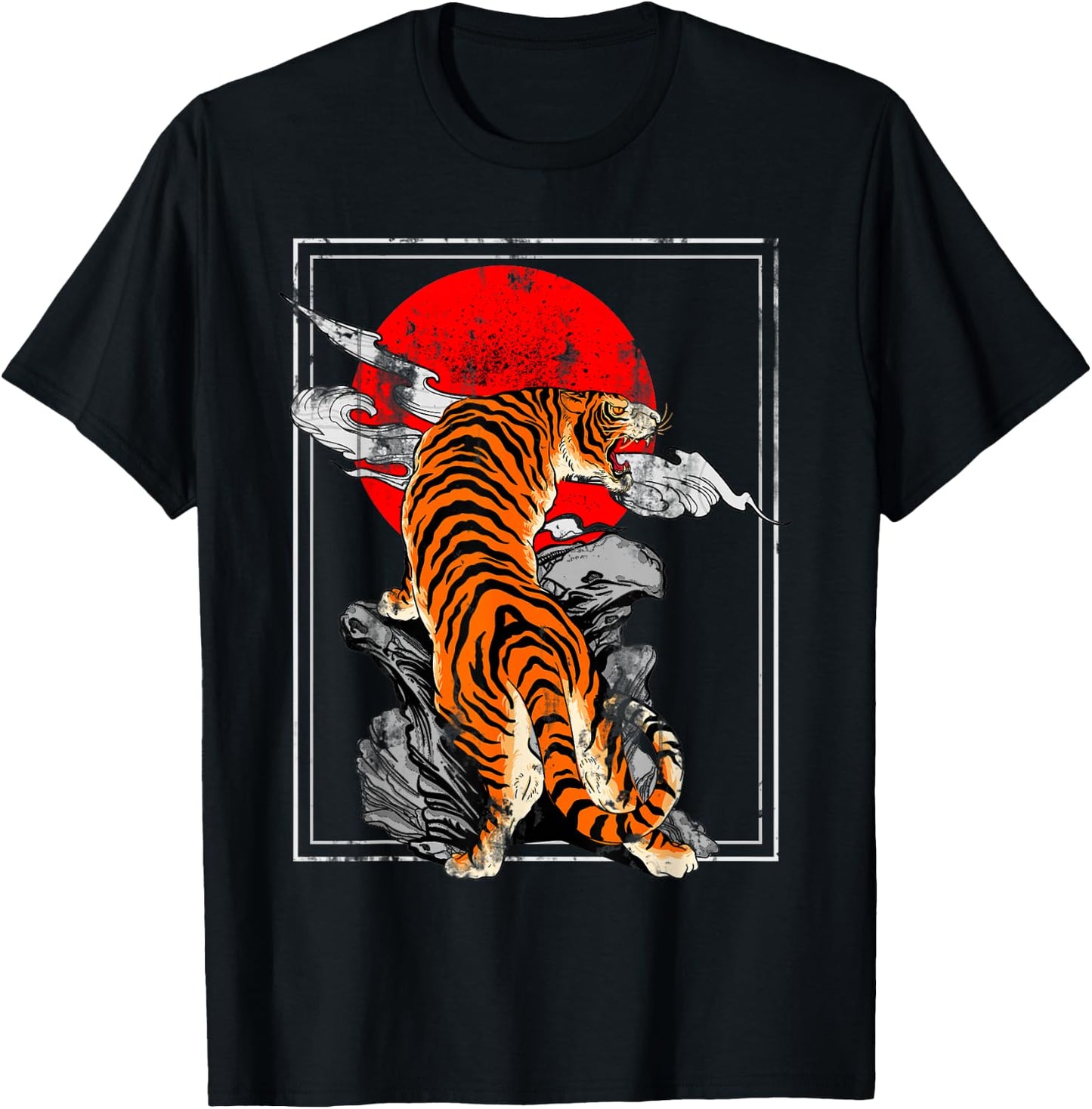 Powerful Asian Animal Tiger T-Shirt - T-Shirt | Black