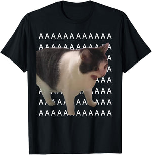 Screaming Cat Men Women Kids T-Shirt - T-Shirt | Black