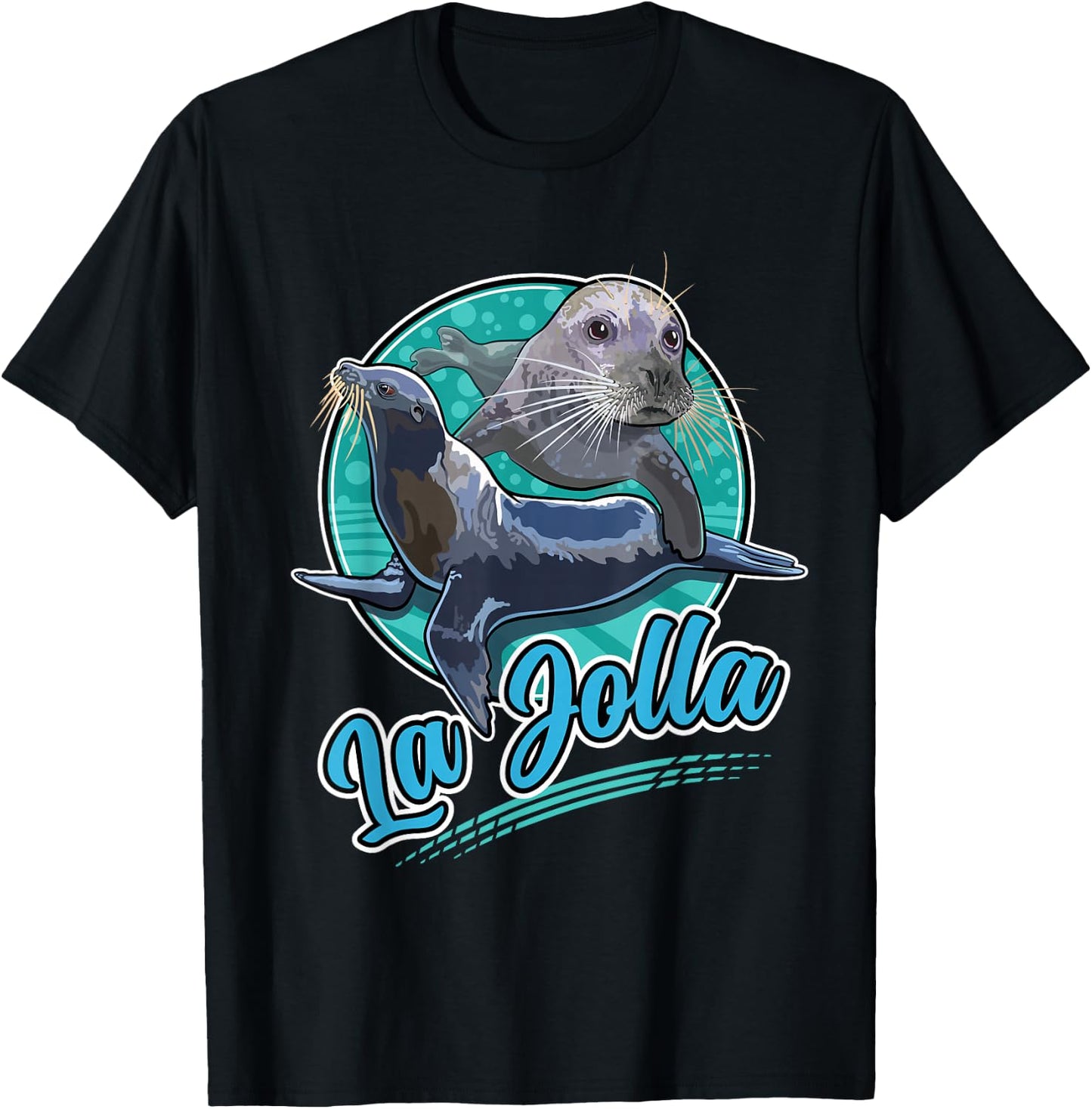 La Jolla California Seal and Sea Lion Cove Beach San Diego T-Shirt - T-Shirt | Black