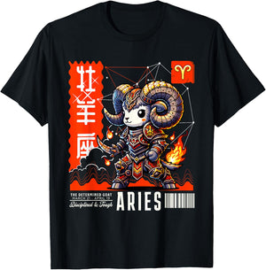 Kawaii Zodiac Sign And Aries Astrological Sign T-Shirt - T-Shirt | Black