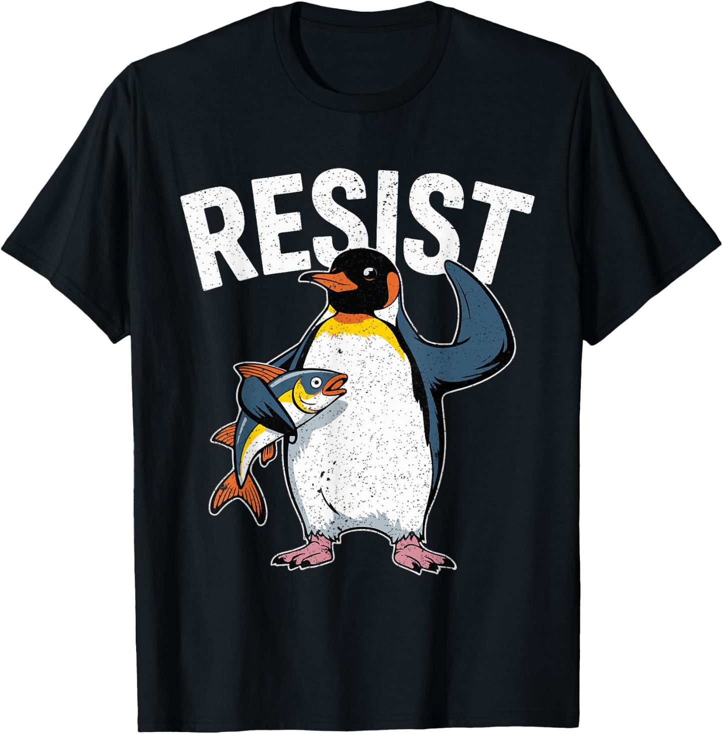 Resist Penguin I Stand With The Penguins Funny Tariffs Meme T-Shirt - T-Shirt | Black