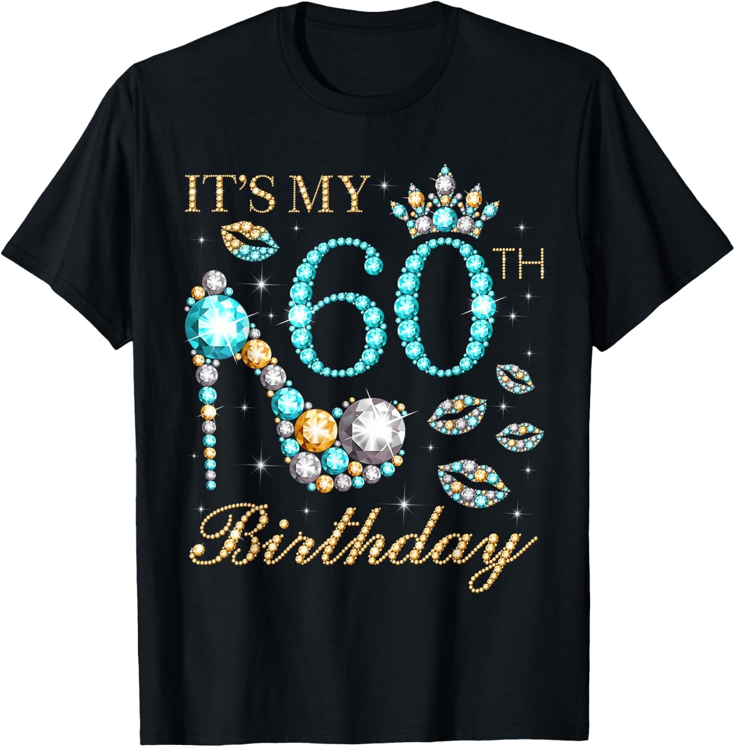 It's My 60th Birthday, 60 Years Old, 60th Birthday Queen T-Shirt - T-Shirt | Black