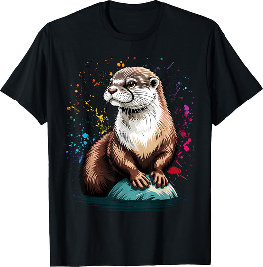Cute Otter Face for Sea Lovers T-Shirt - T-Shirt | Black