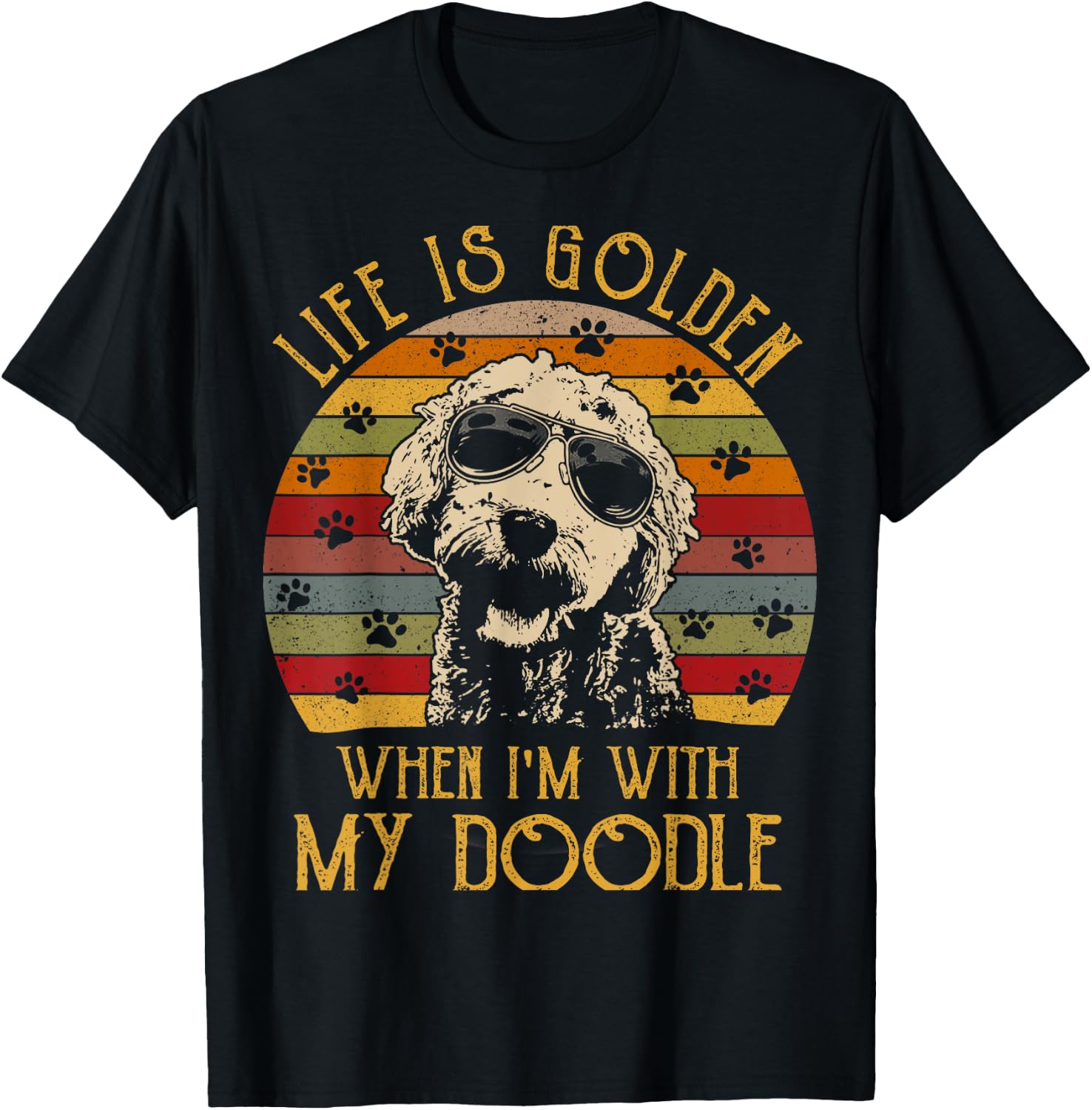 Vintage Life is Golden When Im With My Doodle T-Shirt - T-Shirt | Black