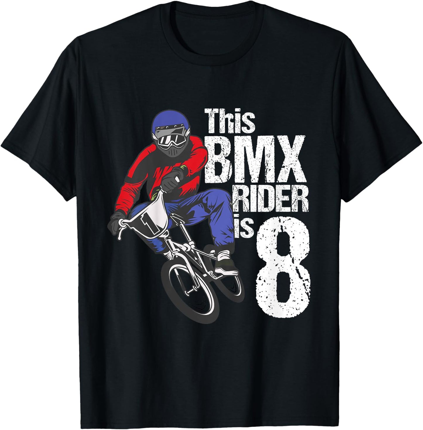 Kids 8 Year Old BMX Birthday Party Boys Dirt Bike Biking 8th Gift T-Shirt - T-Shirt | Black