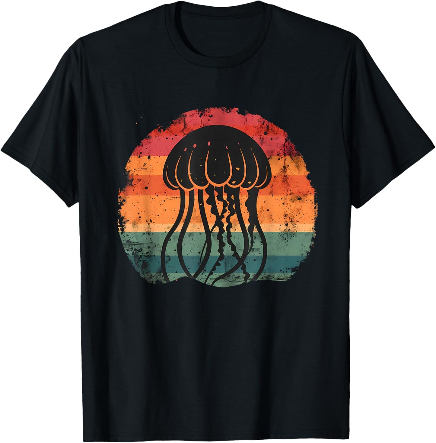 Jellyfish Retro Ocean Sea Animal Lover Sea Ocean Jellyfish T-Shirt - T-Shirt | Black