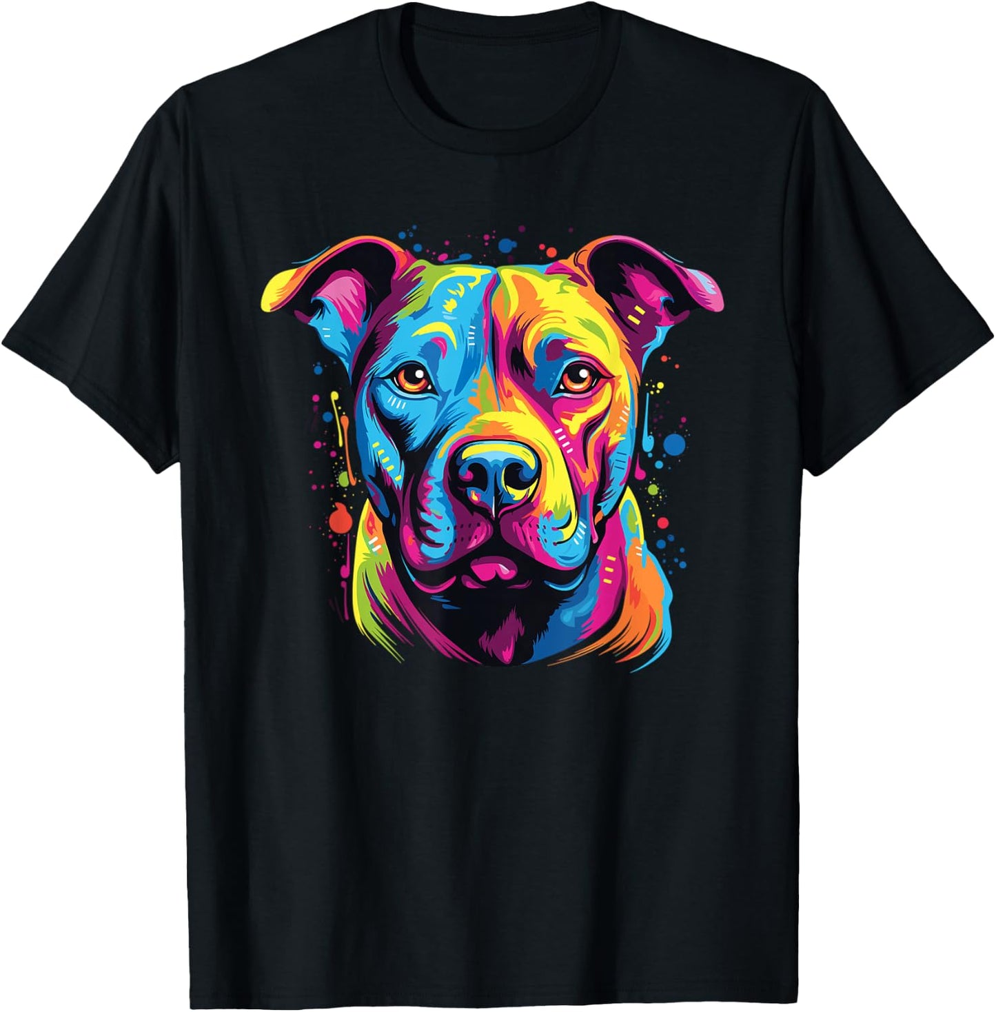 Retro American Staffordshire Terrier Dog -Adults Multicolor Watercolor Small T-Shirt - T-Shirt | Black