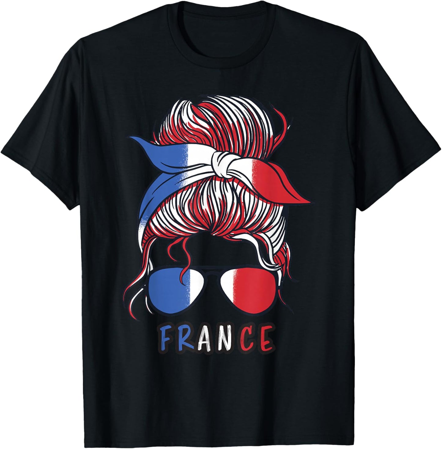 Frankreich-Flagge für Mädchen, französische Frau T-Shirt - T-Shirt | Black
