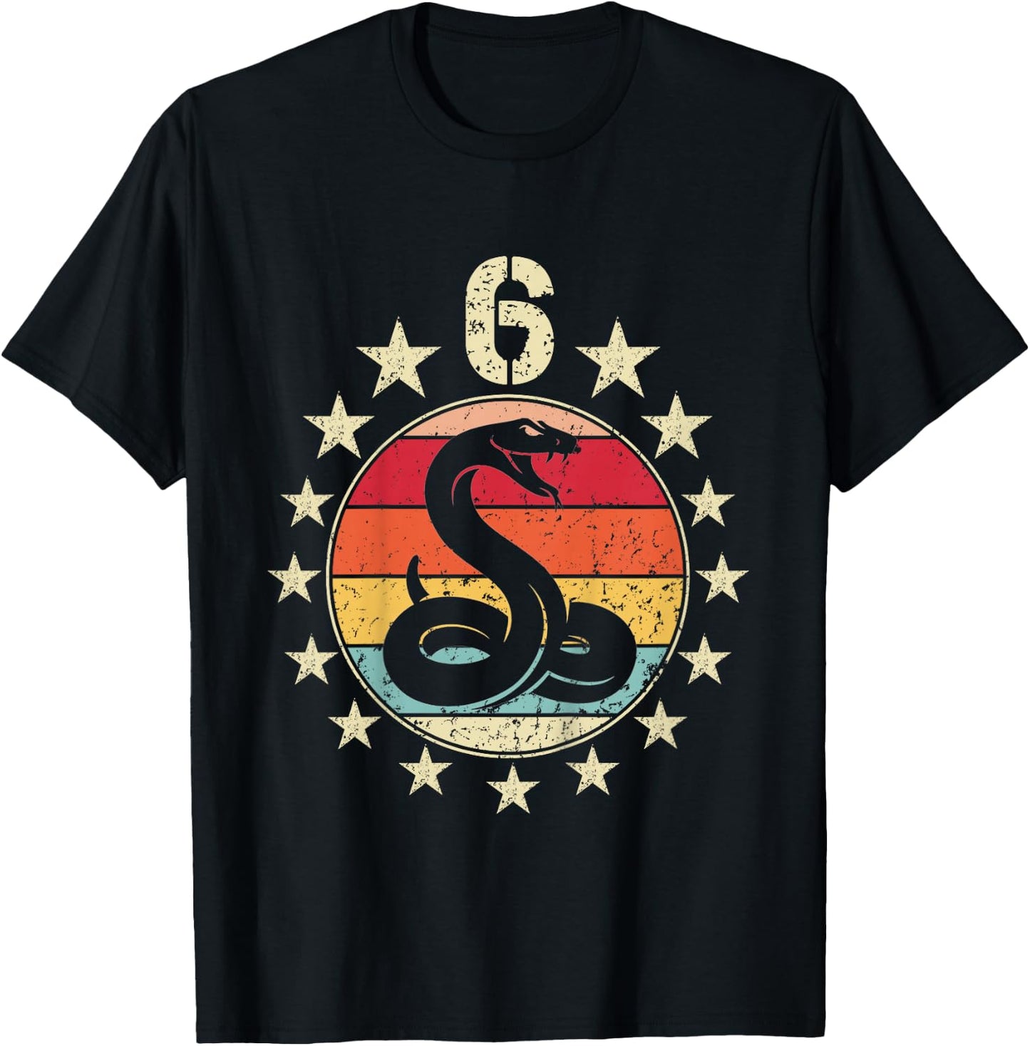 6. Geburtstag Schlange 6 Jahre alt Schlange Geburtstag Junge Mädchen T-Shirt - T-Shirt | Black