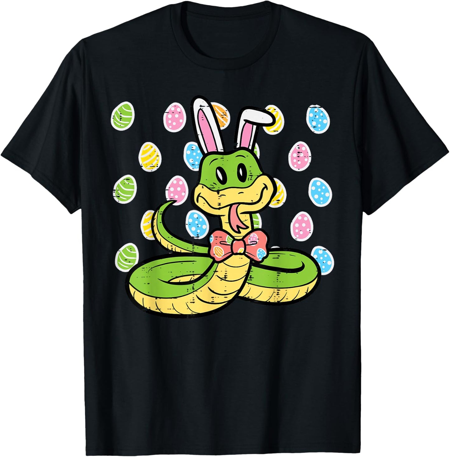 Easter Snake Bunny Eggs Funny Rabbit Animal Kids Men Women T-Shirt - T-Shirt | Black