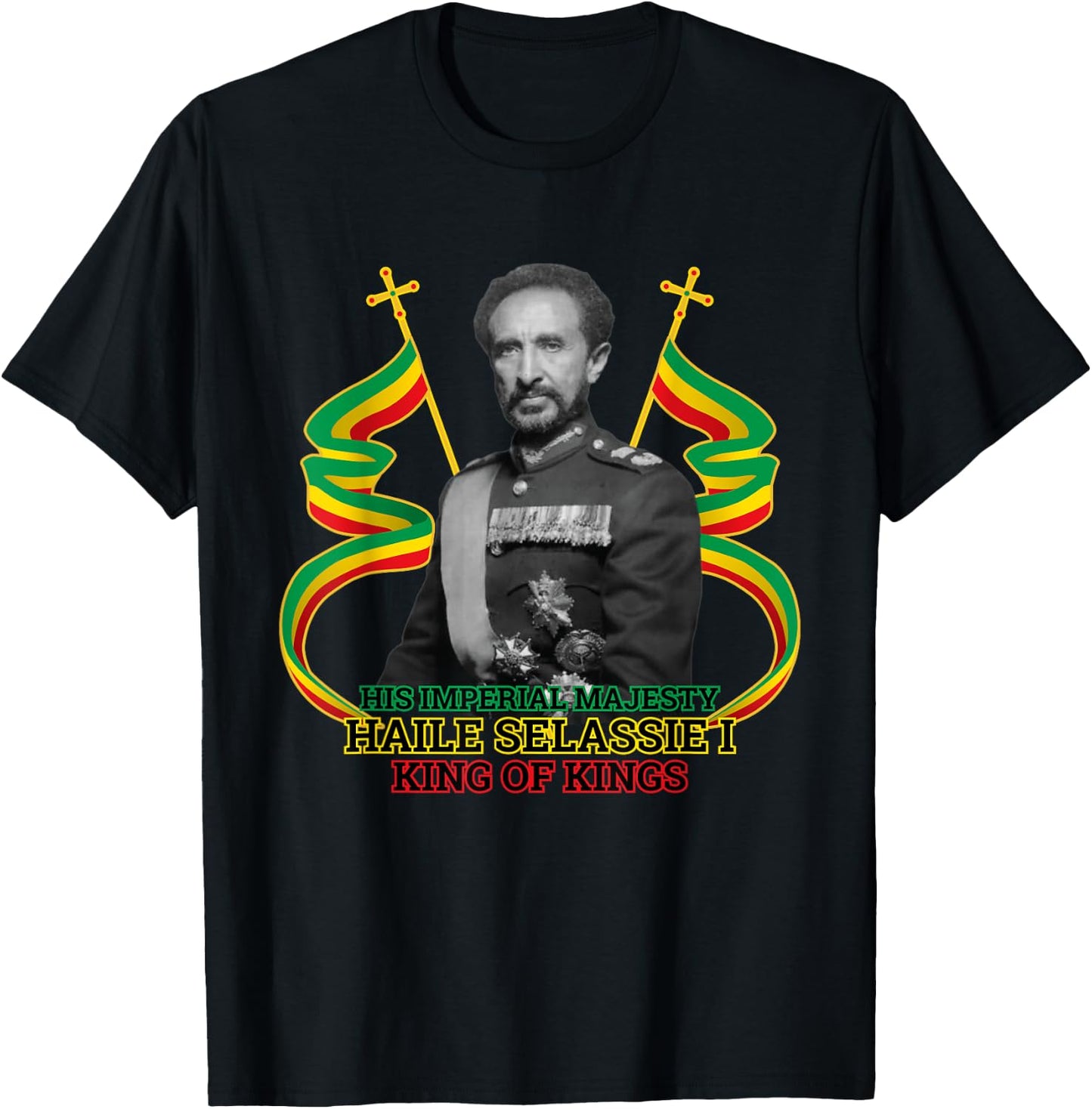 Ras Tafari His Imperial Majesty Haile Selassie T-Shirt - T-Shirt | Black