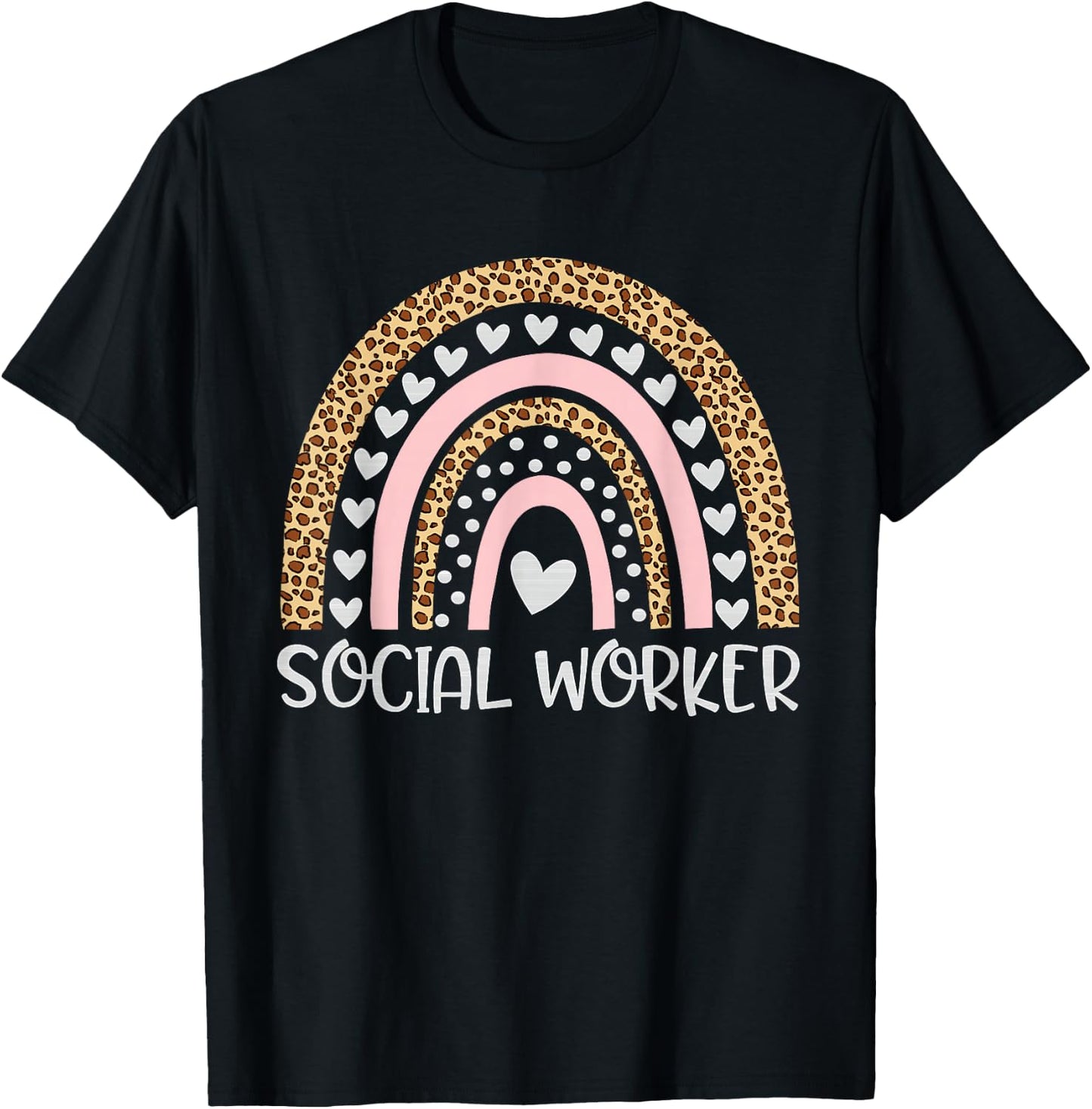 Social Worker Rainbow Leopard Funny Social Work Life T-Shirt - T-Shirt | Black