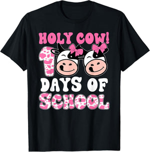 Holy Cow 100 Days Of School Teachers Students Girls T-Shirt - T-Shirt | Black