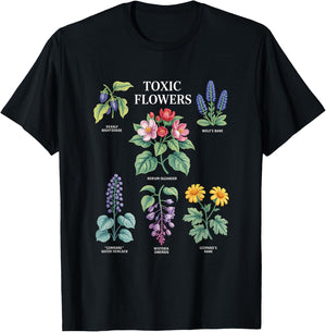 Toxic Flowers Deadly Nightshade Wolfs Bane Nerium Oleander T-Shirt - T-Shirt | Black