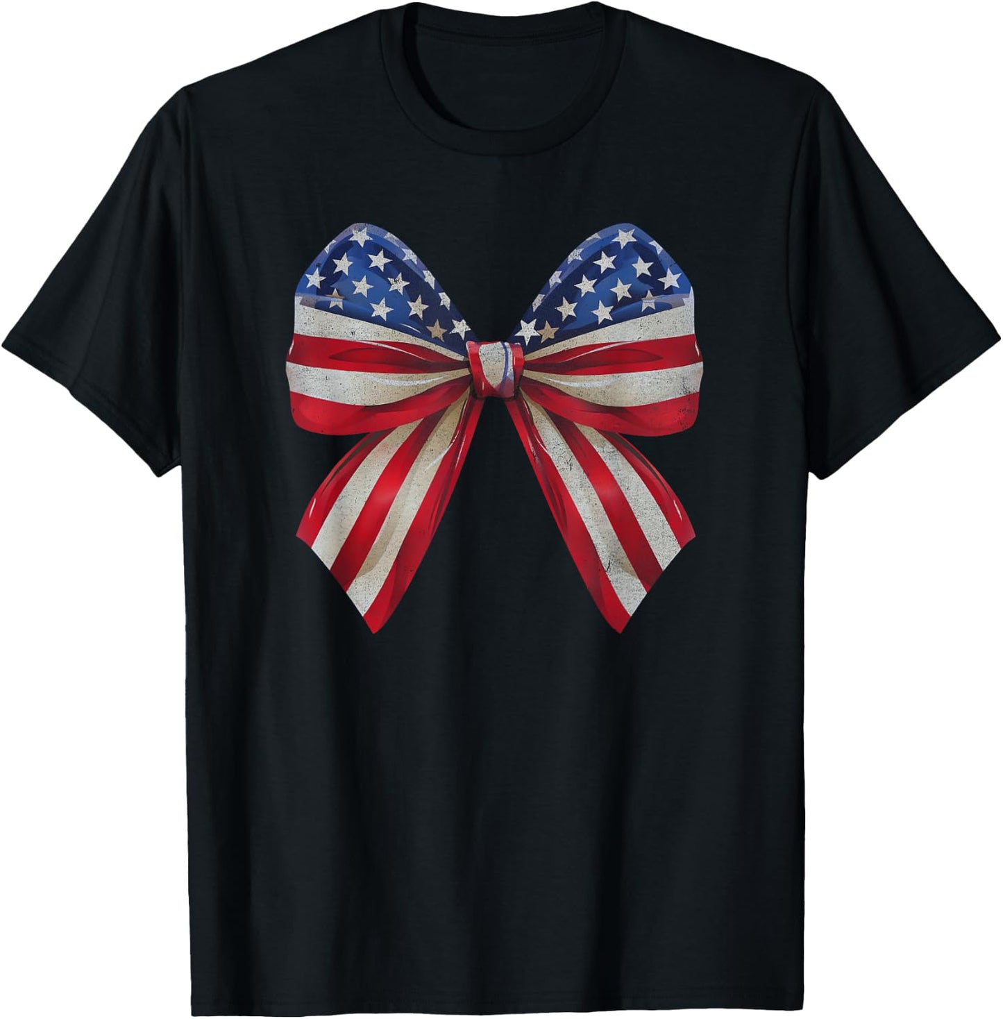 Coquette American Girly Coquette Bow 4th of July T-Shirt - T-Shirt | Black